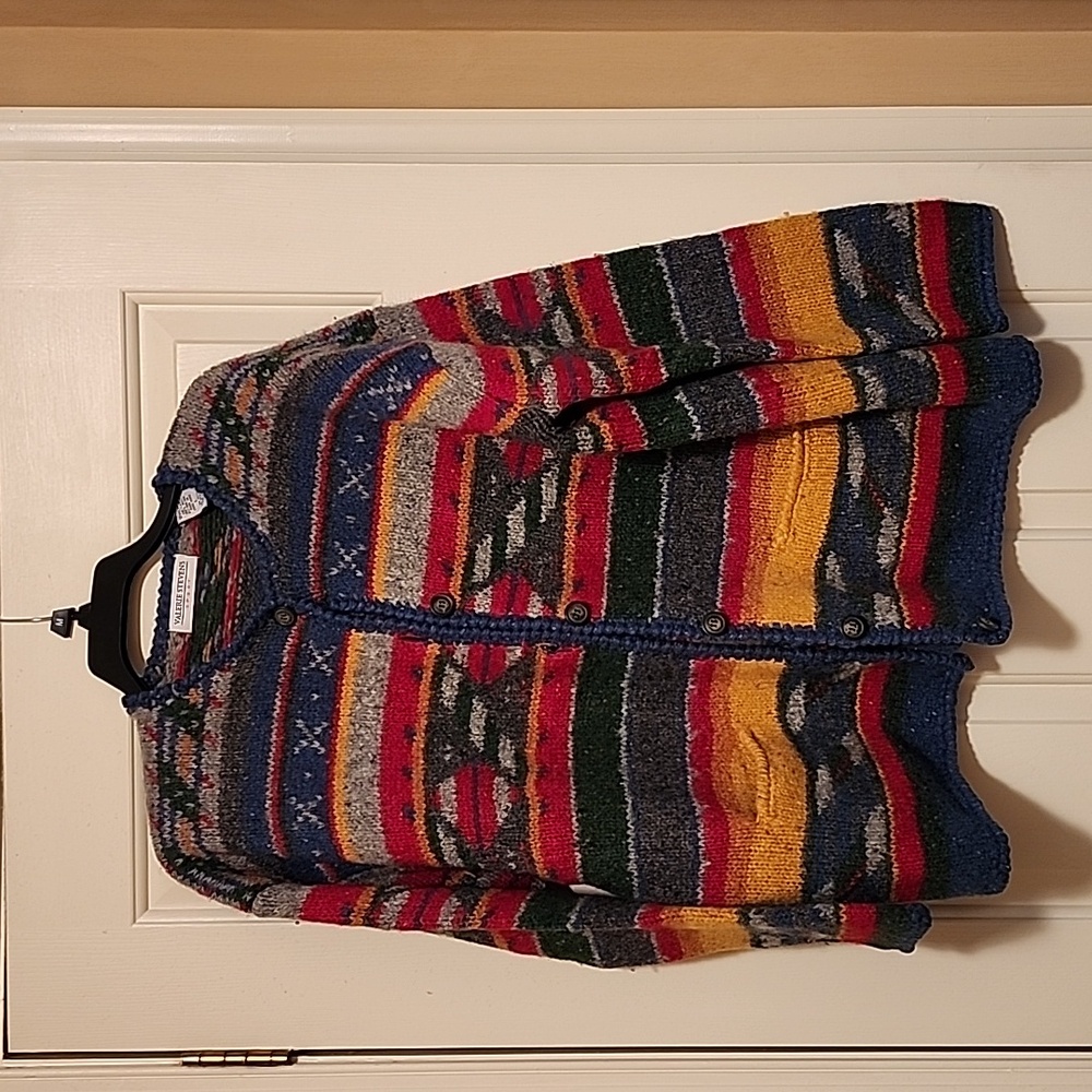 Multi Color Wool Button Up Sweater - image 1